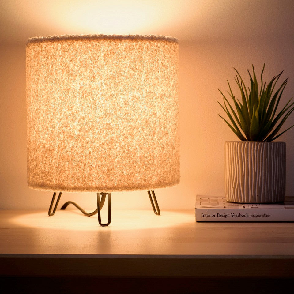 Teddy Velvet Table Lamp in Cream, Lilac, Orange or Grey small soft lamp 21cm Tall, Perfect for Bedsides and Cozy Areas