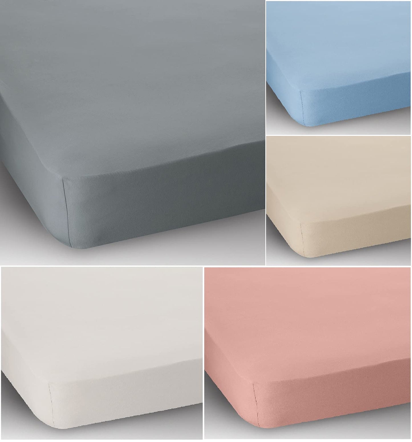 15‚Äù Extra Deep Small Double Bed Cotton Jersey Fitted Sheet In Blue Cream Pink White Grey