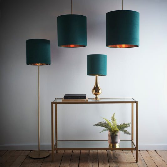 Green Velvet Drum Lampshade for Modern Table Lamps and Ceiling Pendant Fixtures