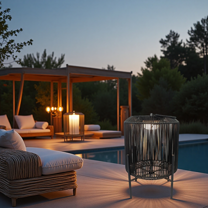 Black Rattan Solar Rechargeable Lamp Solar Lamp with USB C Port - Perfect For Outdoor all Year Round Waterproof
