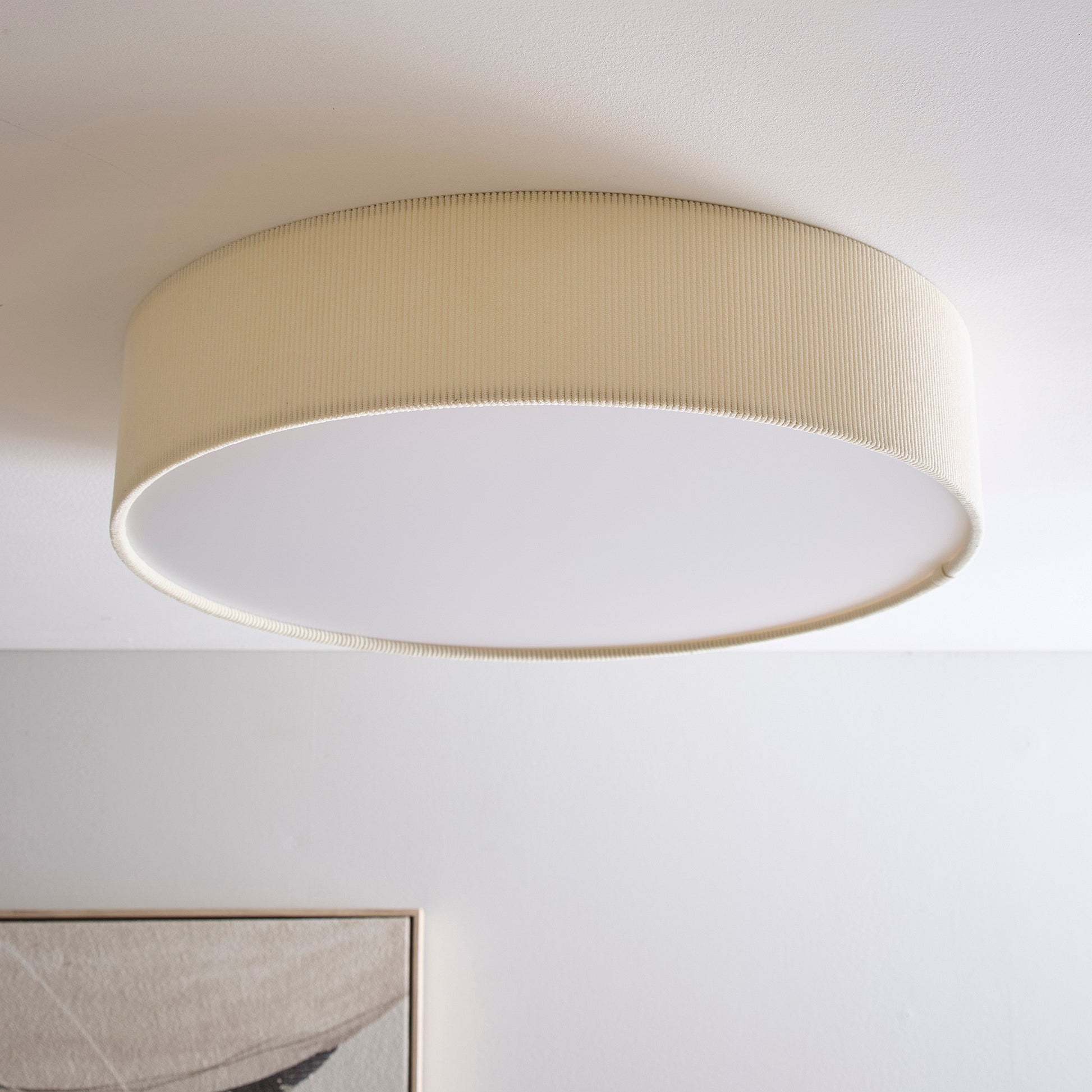Cream Ribbed Velvet Flush Ceiling Light or Wall Light Available in 2 Sizes 38cm (2 Light) 45 cm (3 Light)
