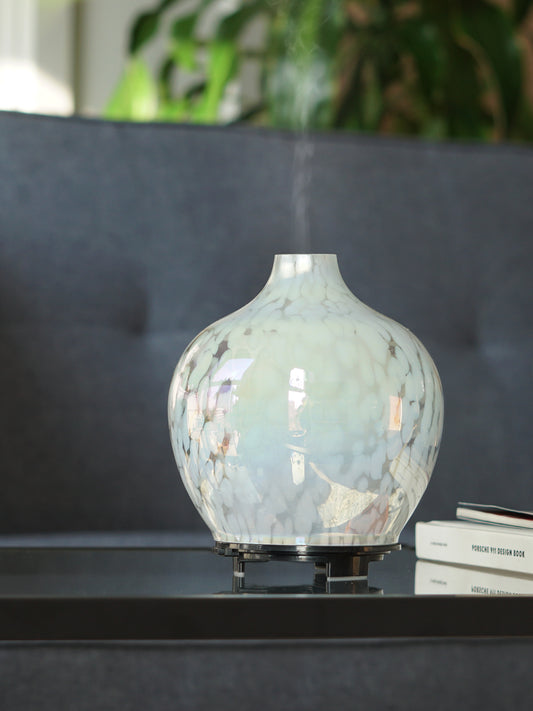 Mercura White Glass Electric Aroma Diffuser - Home Fragrance with Soft Ambient light