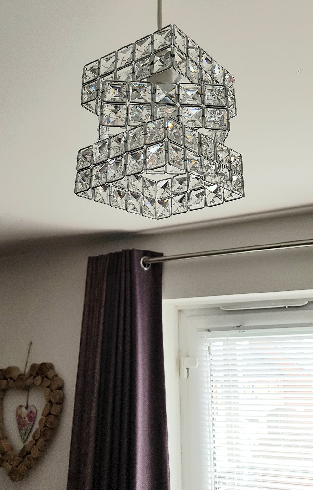 Rubiks Cube Effect Sparkly Beaded Chrome Easy Fit Ceiling Pendant Light Shade