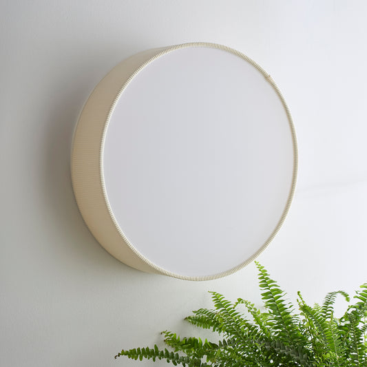 Cream Ribbed Velvet Flush Ceiling Light or Wall Light Available in 2 Sizes 38cm (2 Light) 45 cm (3 Light) 