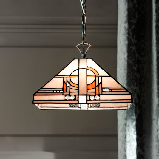 Khufu 1 Light Ceiling Pendant with a Tiffany style Glass Electrical Down light fitting (30 cm Width)