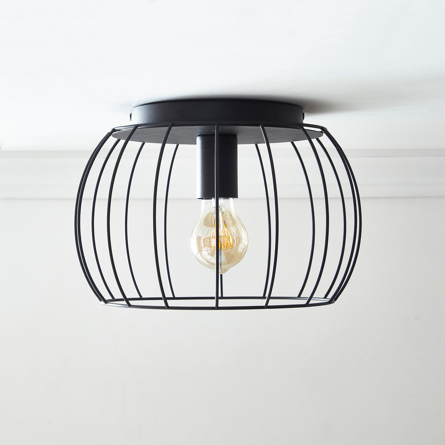 Black Ceiling Light Fitting in Cage Style Industrial Look