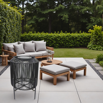 Black Rattan Solar Rechargeable Lamp Solar Lamp with USB C Port - Perfect For Outdoor all Year Round Waterproof