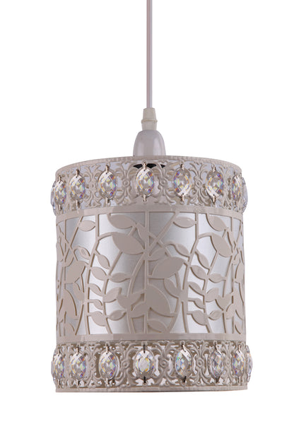 Kliving Roxanne Cream Metal Acrylic Beads Non Electric Ceiling Light Shade