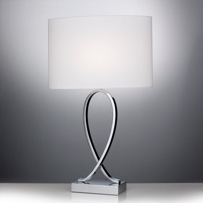 Chrome Table Lamp Tall Shape with Ivory Fabric Table Lamp Shade