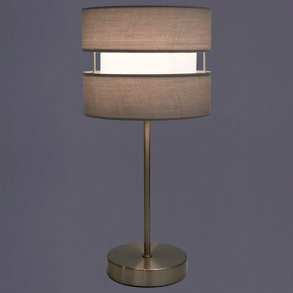 Table Lamp with Layer Fabric Light Shade Black, Yellow Ochre and Grey