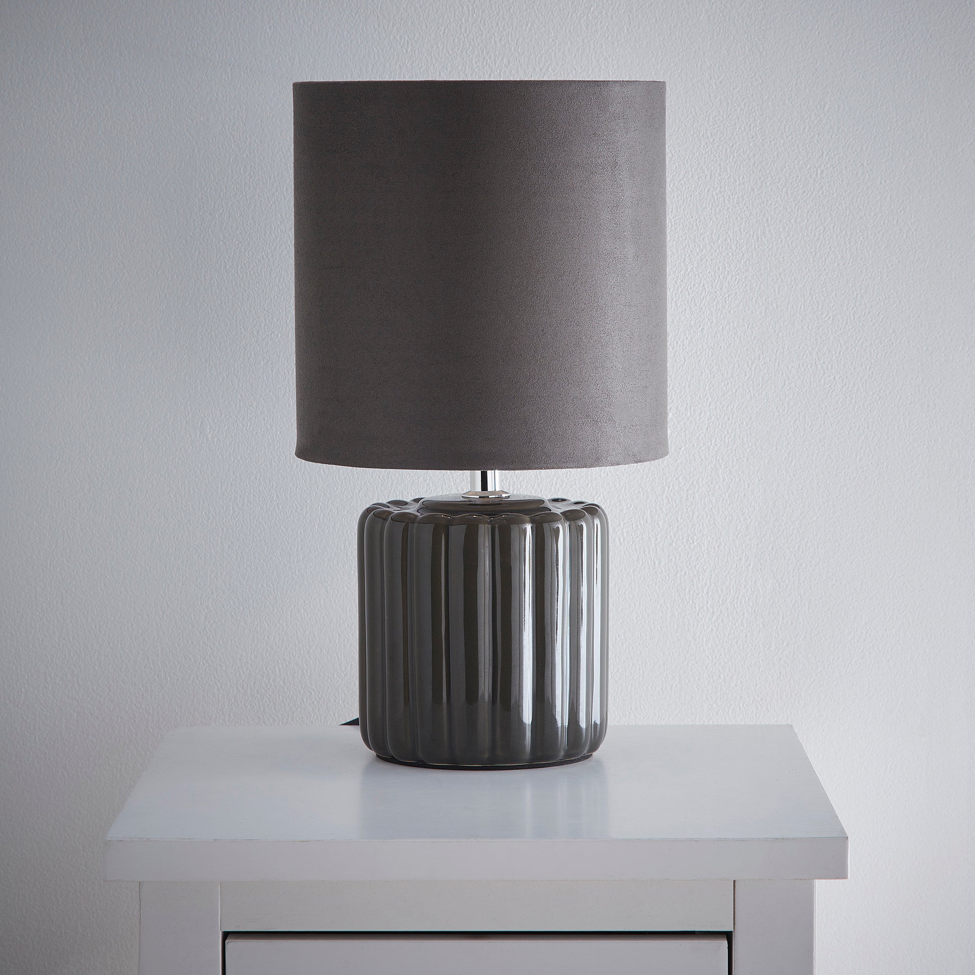  Ceramic Round Table Lamp With Matching Velvet Shade options in Various Colours