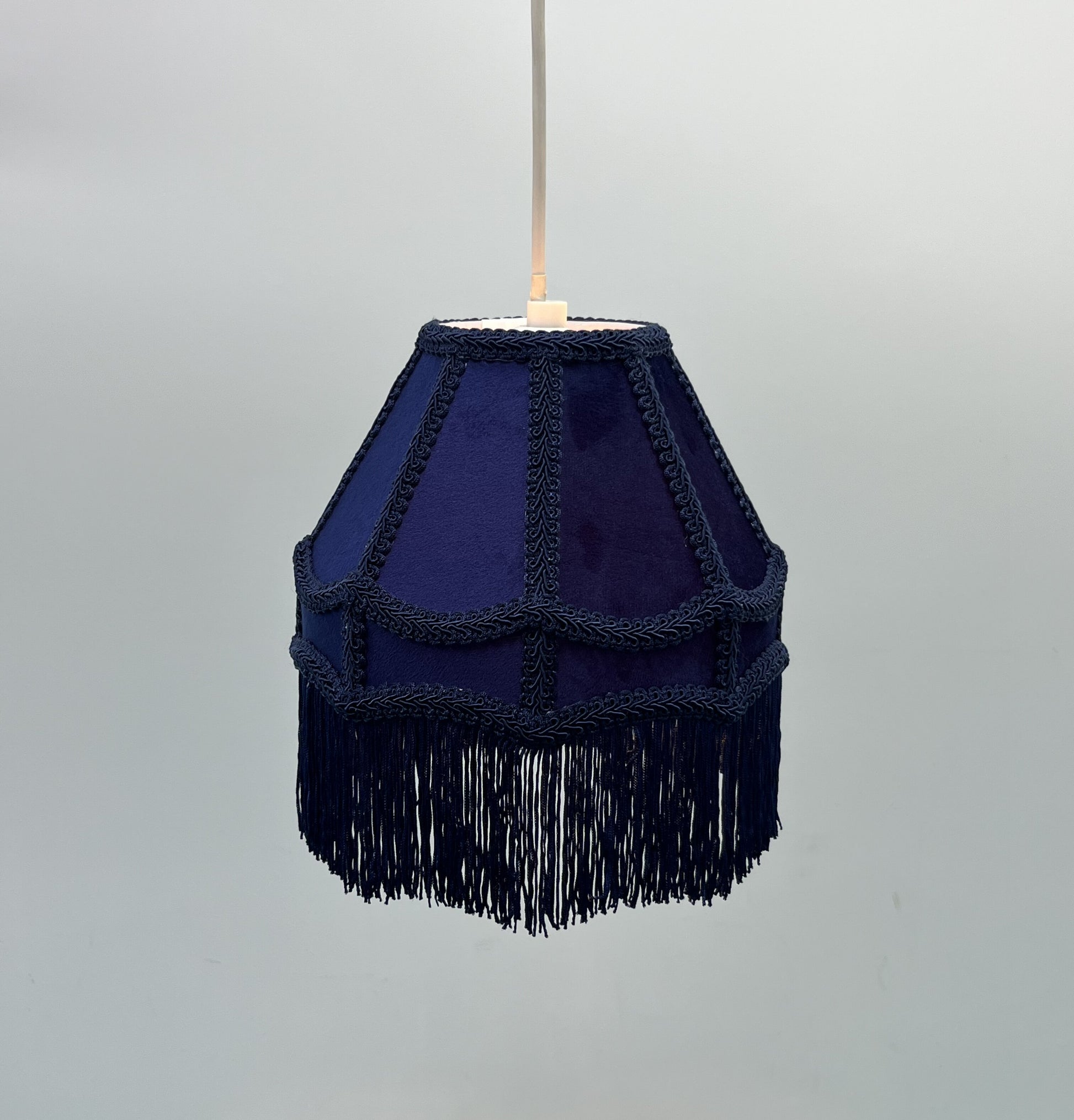  Empire Lamp Shade in a Victorian Style in Navy Velvet with Long Tassels (8in, 10in, 12in) 