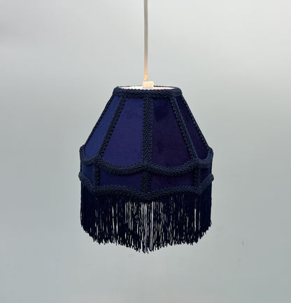  Empire Lamp Shade in a Victorian Style in Navy Velvet with Long Tassels (8in, 10in, 12in) 