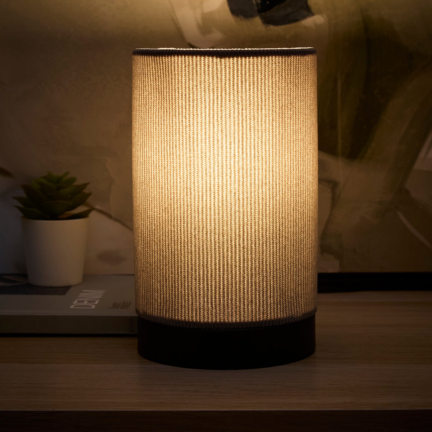 Small Bedside Table Lamps in Grey, Cream, or White Ribbed Velvet Table Lamps