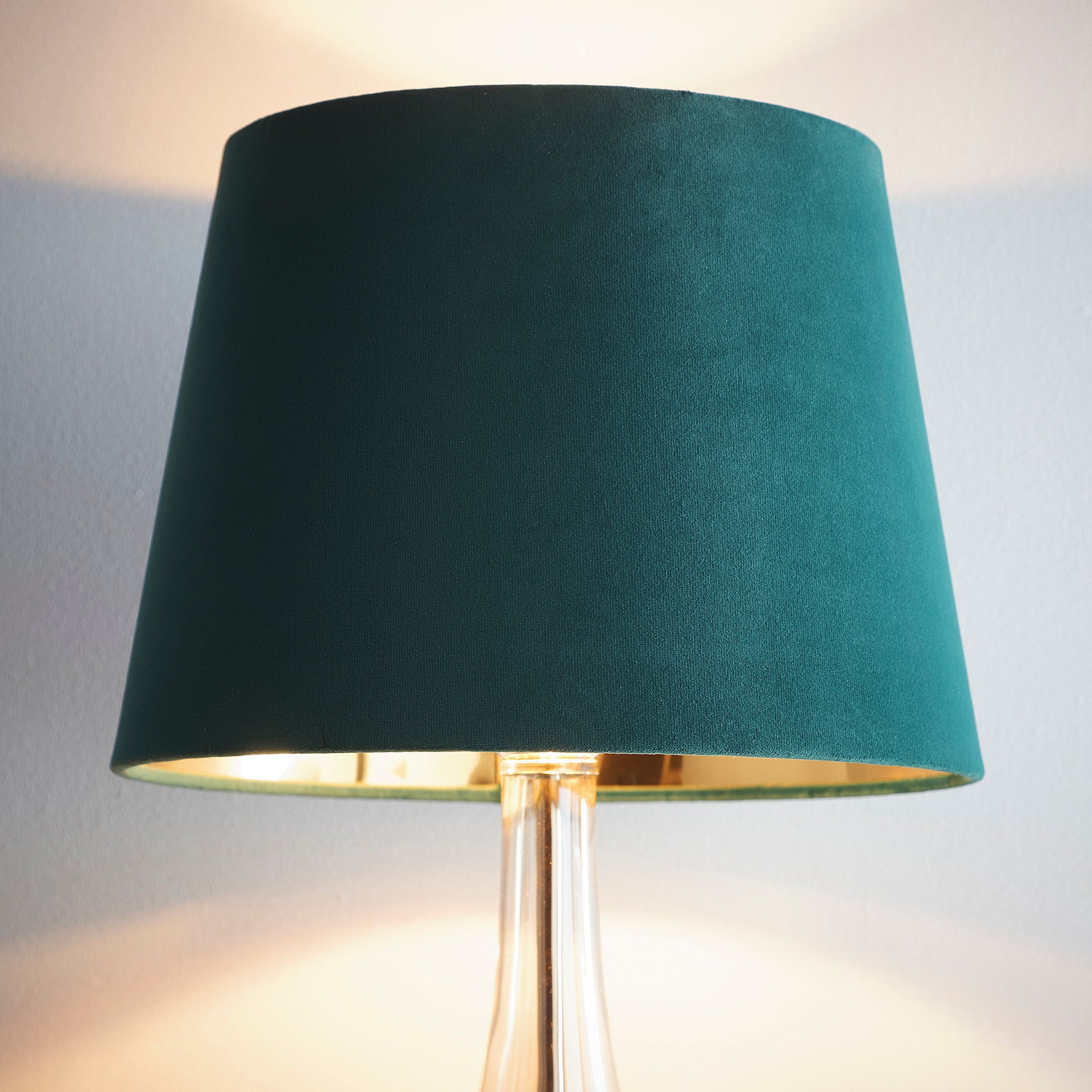 Velvet Green Empire Drum Light shade with a Gold inner Lining suitable for Ceiling or Lamps