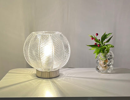 Leaf Design Glass Table Lamp in Green, Smoke Grey or Clear finishes with Matching Gold Base or Satin Chrome Base