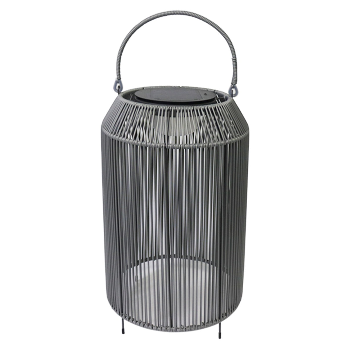 Rattan Solar Rechargeable Lamp In a Grey Finish with Legs - Perfect for Patio outdoor Setting Waterproof