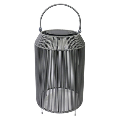 Rattan Solar Rechargeable Lamp In a Grey Finish with Legs - Perfect for Patio outdoor Setting Waterproof