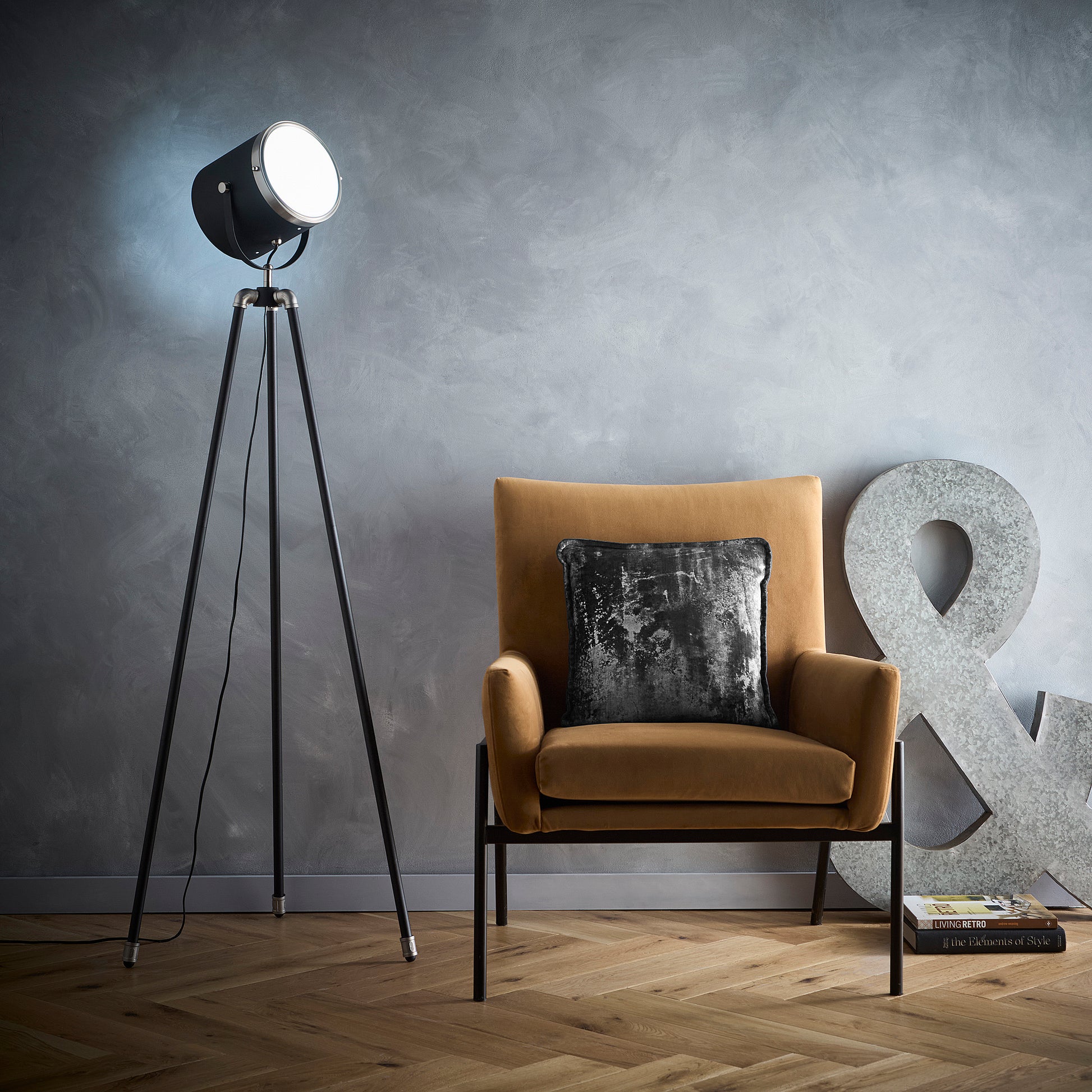 Black Tripod Table Lamp or Floor Lamp Projector style Spot light with a Diffuser Face and Satin Nickel Rim