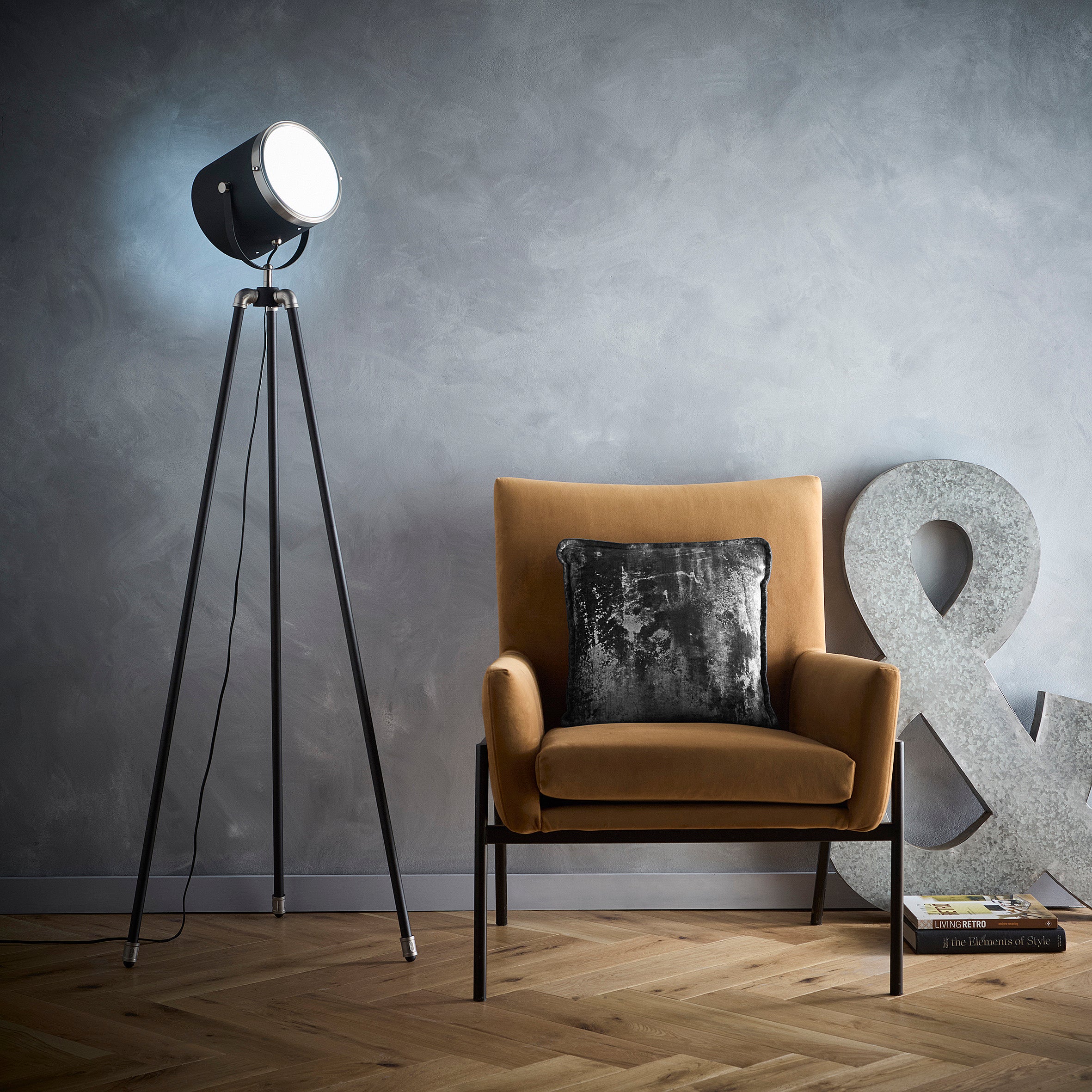 Black Tripod Table Lamp or Floor Lamp Projector style Spot light with a Diffuser Face and Satin Nickel Rim