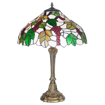 KLiving 12" Handley Antique Brass Tiffany Table Lamp/Stained Leaf Glass Shade