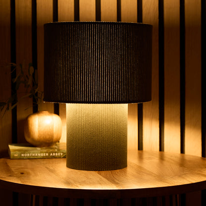 Striped Velvet Table Lamps in a Corduroy Design Available in Ivory, White, Lilac, Dark Green, Soft Green and Brown